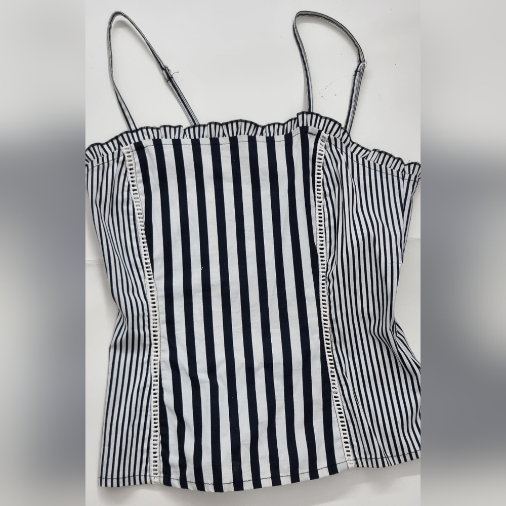 Striped Navy and White Spaghetti Strap Tank Top